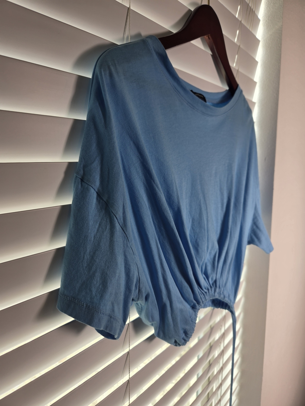 Ambiance Sky Blue Drawstring Crop Top